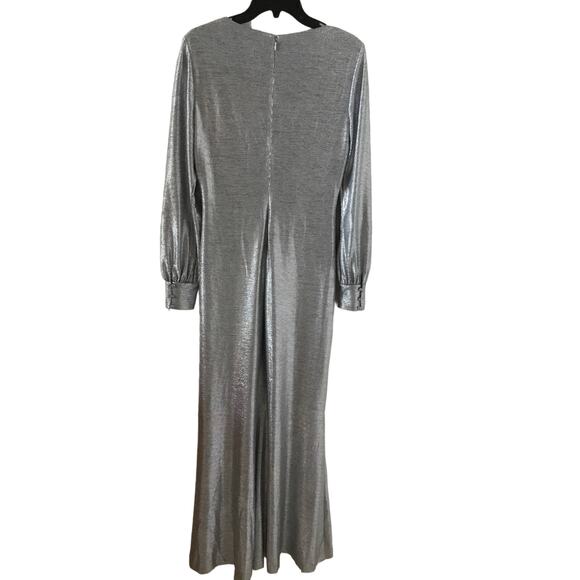 LAUREN RALPH LAUREN Evening Dress DELANCEY Silver Metallic size 8 - Picture 4 of 7